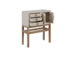 Meuble D'entrée 3 Tiroirs 2 Portes 1 Niche Bois/Taupe - ADRIANA -Meubles Soldes Magasin buffet 17635501