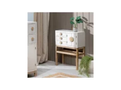 Meuble D'entrée 3 Tiroirs 2 Portes 1 Niche Bois/Taupe - ADRIANA -Meubles Soldes Magasin buffet 17635503