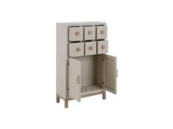 Armoire De Salon 2 Portes 6 Tiroirs Bois/Taupe - ADRIANA -Meubles Soldes Magasin buffet 17635945