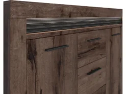 Buffet 2 Portes 3 Tiroirs LED Inclus Caleb Bois -Meubles Soldes Magasin buffet 17671723