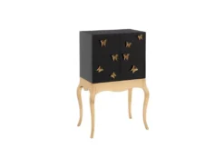 Armoire De Salon 2 Portes Papillon Noir/Bois - MARAVI