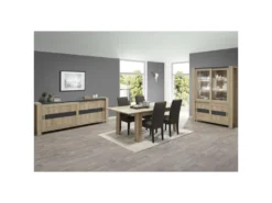 Argentier 4 Portes Coulissantes Chêne Blond/Gris à LEDs - SIEM 8 Argentier 4 Portes Coulissantes Chêne Blond/Gris à LEDs - SIEM -Meubles Soldes Magasin buffet 17788975