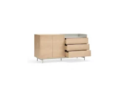 Buffet 2 Portes 3 Tiroirs Chêne Clair/Gris - TEULAT VALLEY -Meubles Soldes Magasin buffet 18000919