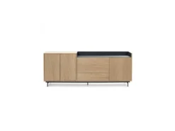 Buffet 3 Portes 3 Tiroirs Chêne Clair/Bleu - TEULAT VALLEY