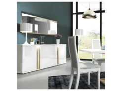 Buffet 4 Portes Blanc Laqué/ Chêne Doré - STAIN