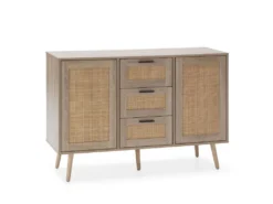 Buffet Dalia 3 Tiroirs Et 2 Portes Couleur Chêne, 120 Cm Longueur