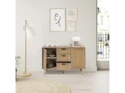 Buffet Dalia 3 Tiroirs Et 2 Portes Couleur Chêne, 120 Cm Longueur -Meubles Soldes Magasin buffet 18369929