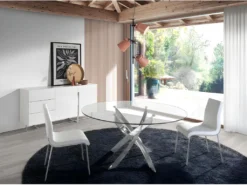 Buffet En Bois Blanc Et Acier Chromé 3051 ANGEL CERDA -Meubles Soldes Magasin buffet 18423777