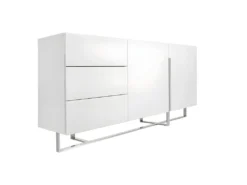 Buffet En Bois Blanc Et Acier Chromé 3051 ANGEL CERDA -Meubles Soldes Magasin buffet 18423781