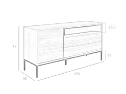Buffet En Bois De Noyer Et Gris 3226 ANGEL CERDA -Meubles Soldes Magasin buffet 18423955