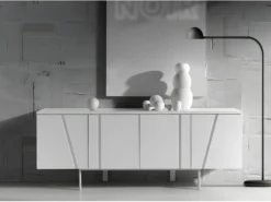 Buffet Et Acier Blanc 3112 ANGEL CERDA -Meubles Soldes Magasin buffet 18424301