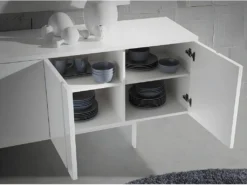 Buffet Et Acier Blanc 3112 ANGEL CERDA -Meubles Soldes Magasin buffet 18424311