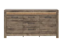 Buffet 2 Portes 3 Tiroirs LED Inclus Amaury Bois -Meubles Soldes Magasin buffet 18450407