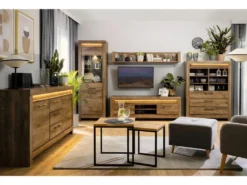 Buffet 2 Portes 3 Tiroirs LED Inclus Amaury Bois -Meubles Soldes Magasin buffet 18450411