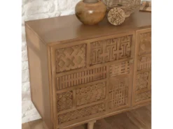 ISA - Buffet En Manguier Patiné 3 Portes Motifs Sculptés Art Déco -Meubles Soldes Magasin buffet 18857461