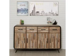 Buffet 4 Portes En Teck Industriel "Fusion" 140cm Naturel