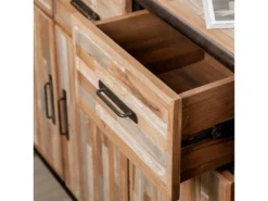 Buffet 4 Portes En Teck Industriel "Fusion" 140cm Naturel -Meubles Soldes Magasin buffet 19090263