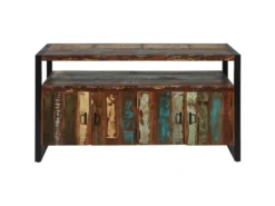 Bahut 4 Portes En Bois "Delhio" 175cm Marron & Noir