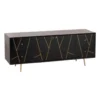 Buffet 4 Tiroirs & 2 Portes "Remina" 150cm Noir & Or