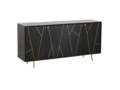 Buffet 4 Portes Design "Remina" 160cm Noir & Or