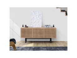 Buffet 3 Portes Diamant "Camden" 175cm Chêne & Noir -Meubles Soldes Magasin buffet 19091991