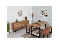 Bahut 4 Portes En Bois "Rabo" 200cm Marron & Noir -Meubles Soldes Magasin buffet 19092169