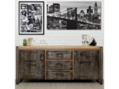 Buffet En Teck Industriel "Loft" 190cm Marron