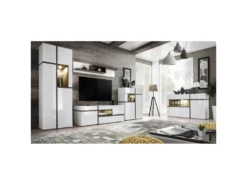 Buffet Design LED "Cross" 150cm Blanc -Meubles Soldes Magasin buffet 19092369