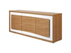 Bahut 3 Portes En Bois "Binka" 210cm Chêne & Blanc -Meubles Soldes Magasin buffet 19092419