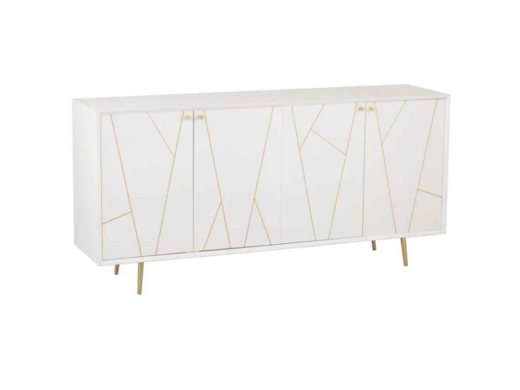Buffet 4 Portes Design "Remina" 160cm Blanc & Or 1 Buffet 4 Portes Design "Remina" 160cm Blanc & Or
