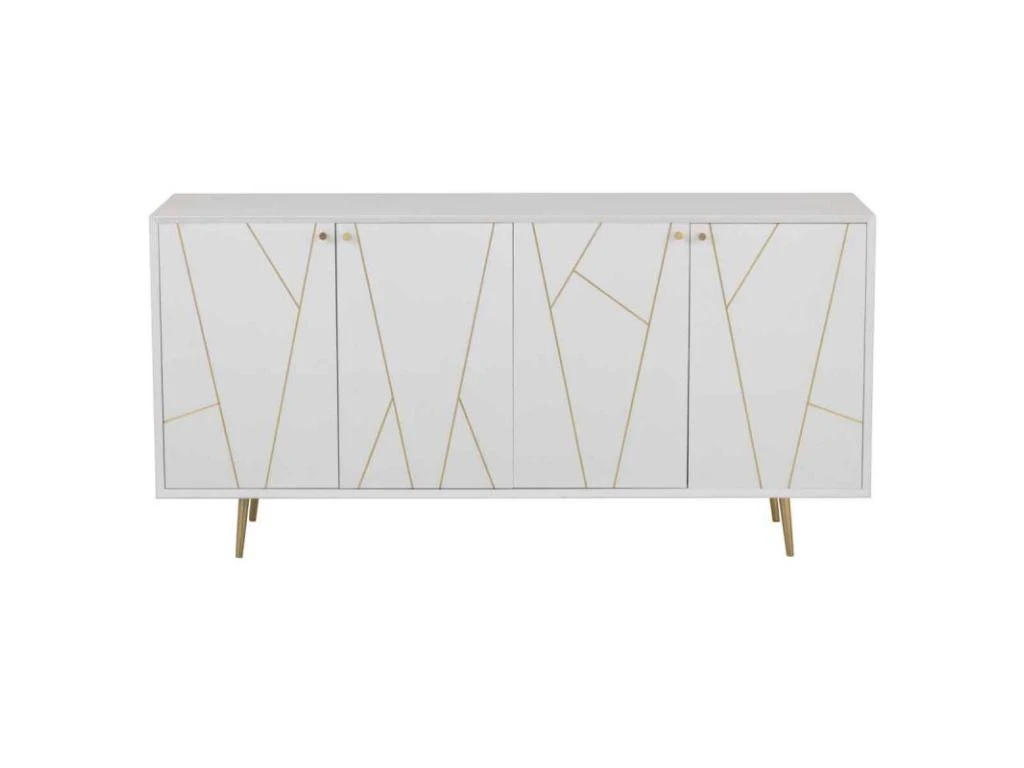 Buffet 4 Portes Design "Remina" 160cm Blanc & Or 2 Buffet 4 Portes Design "Remina" 160cm Blanc & Or – Image 2