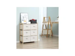 Commode 6 Tiroirs AGDE Beige -Meubles Soldes Magasin buffet 19193957