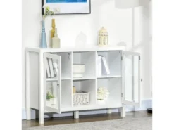 Buffet Vitré PAVEL Blanc -Meubles Soldes Magasin buffet 19194389