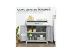 Buffet 2 Portes ELOÏSE Gris Clair -Meubles Soldes Magasin buffet 19194519