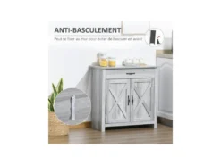 Buffet 2 Portes ELOÏSE Gris Clair -Meubles Soldes Magasin buffet 19194521