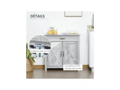 Buffet 2 Portes ELOÏSE Gris Clair -Meubles Soldes Magasin buffet 19194523