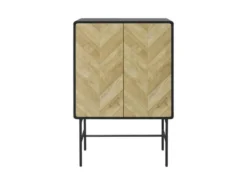 Bahut 2 Portes - Bois Et Metal Noir - L 80 X P 40 X H 122 - BROOKLYN