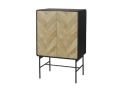 Bahut 2 Portes - Bois Et Metal Noir - L 80 X P 40 X H 122 - BROOKLYN -Meubles Soldes Magasin buffet 19379371