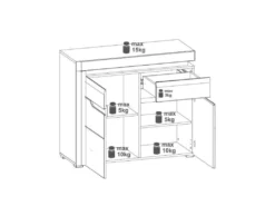 Buffet 2 Portes 1 Tiroir Blanc/Chêne à LED - KIELE - L 100 X L 39 X H 89 Cm -Meubles Soldes Magasin buffet 19720635