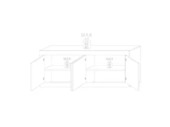 Buffet Moderne 4 Portes En Bois Blanc Laqué Brillant - MILAN - L 207 X L 43 X H 86 Cm -Meubles Soldes Magasin buffet 19720835