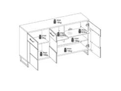 Buffet 3 Portes Chêne Foncé à LEDs - VARSOVIE - L 150.5 X L 40 X H 84.5 Cm -Meubles Soldes Magasin buffet 19720845
