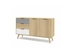 Buffet 2 Portes 3 Tiroir Bois/Blanc/Gris - FAEL -Meubles Soldes Magasin buffet 19901295