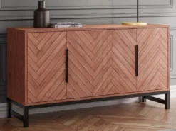 Buffet 4 Portes - Bois D'acacia Et Métal - Naturel Et Noir - VEDILA -Meubles Soldes Magasin buffet 19917587