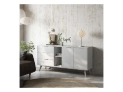 Buffet 3 Tiroir 2 Niches 2 Portes Blanc - UNIVERSITE