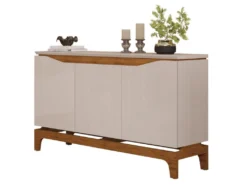 Buffet 3 Portes 139 Cm Blanc Ecru Et Chêne NICE