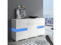 Buffet De Rangement Avec 16 Couleurs LED Pour Salon - Blanc