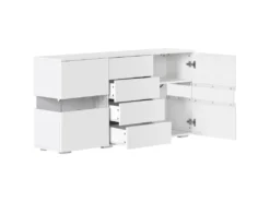 Buffet De Rangement Avec 16 Couleurs LED Pour Salon - Blanc -Meubles Soldes Magasin buffet 21026159