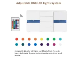 Buffet De Rangement Avec 16 Couleurs LED Pour Salon - Blanc -Meubles Soldes Magasin buffet 21026161