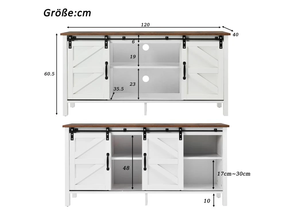 Buffet Avec 2 Portes Coulissantes + Compartiments + LED - étagères Réglables - Marron 5 Buffet Avec 2 Portes Coulissantes + Compartiments + LED - étagères Réglables - Marron – Image 5