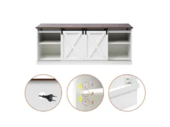 Buffet Avec 2 Portes Coulissantes + Compartiments - étagères Réglables - Blanc -Meubles Soldes Magasin buffet 21026415
